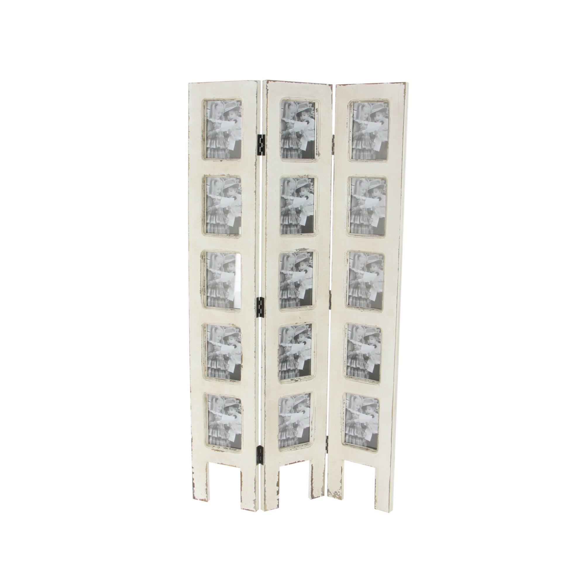 White Wood Farmhouse Room Divider Screen